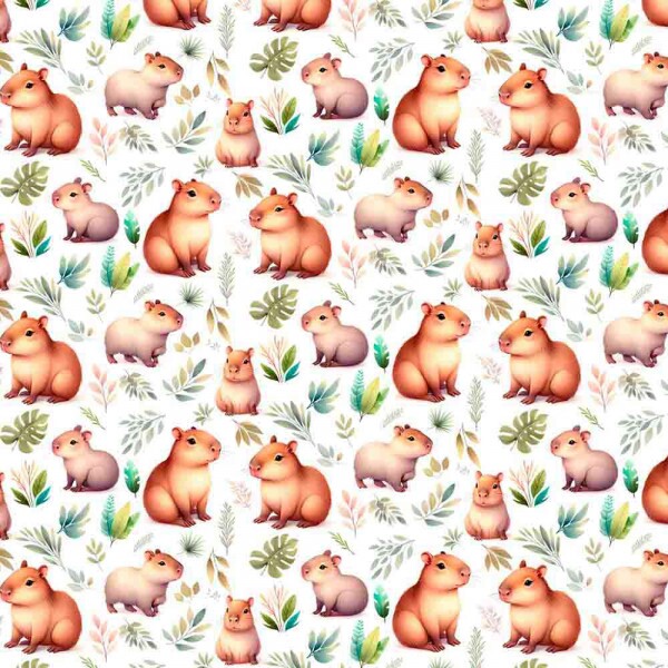 AG25 - TRICOLINE DIGITAL - COL. BOHO WOODLAND - CAPIVARA 100% ALGODÃO - 00828/001