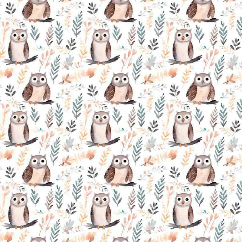 AG25 - TRICOLINE DIGITAL - COL. BOHO WOODLAND - CORUJA - 100% ALGODÃO - 00827/001