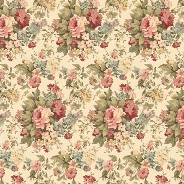 BS - SARJA HIDRORREPELENTE COLEÇÃO VINTAGE - FLORAL GRANDE BEGE 100% ALGODÃO - 00110/001