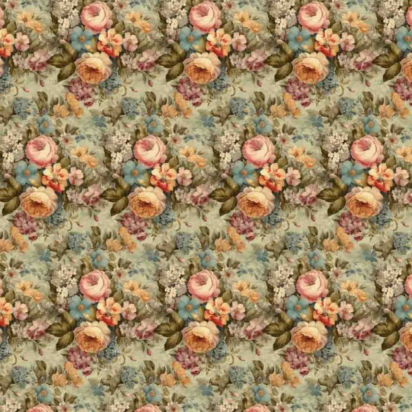 BS - SARJA HIDRORREPELENTE COLEÇÃO VINTAGE  - FLORAL GRANDE VERDE - 100% ALGODÃO - 00109/001