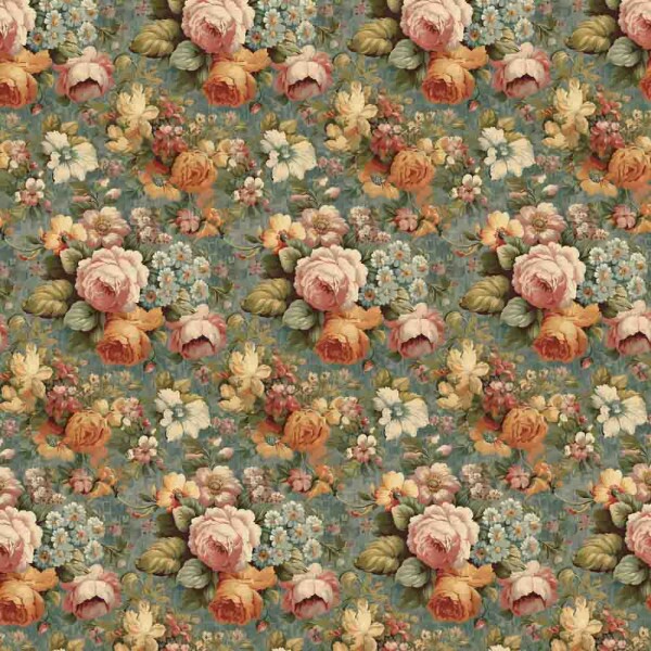 BS - TRICOL. COLEÇÃO VINTAGE - FLORAL MEDIO AZUL - 100% ALGODAO - 00116/001