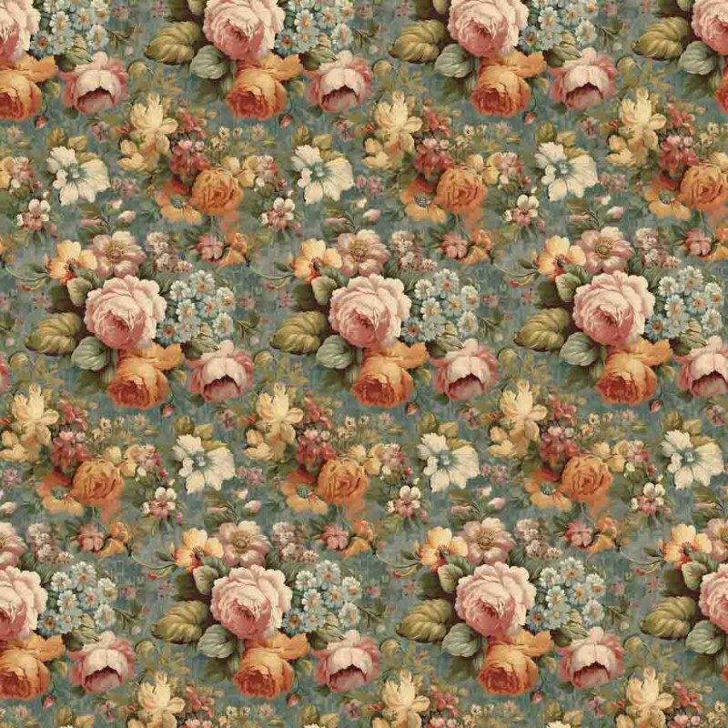 BS - TRICOL. COLEÇÃO VINTAGE - FLORAL MEDIO AZUL - 100% ALGODAO - 00116/001