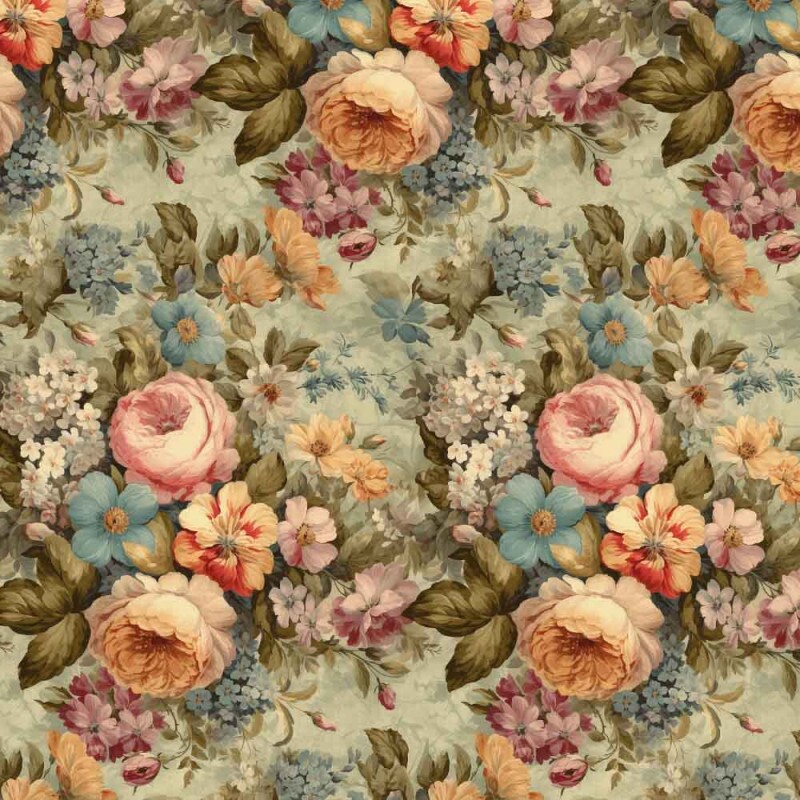 BS - TRICOL. COLEÇÃO VINTAGE - FLORAL MEDIO VERDE - 100% ALGODAO - 00114/001