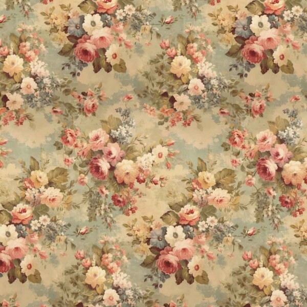 BS - TRICOLINE VINTAGE FLORAL MENOR BEGE - 100% ALGODAO - 00112/001