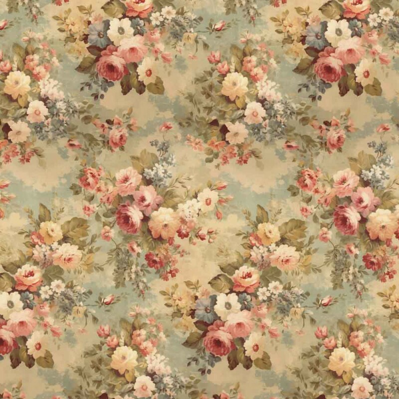 BS - TRICOLINE VINTAGE FLORAL MENOR BEGE - 100% ALGODAO - 00112/001