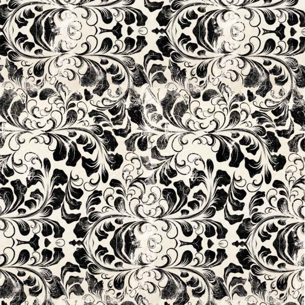BS - TRICOLINE VINTAGE FLORAL - TEXTURA RAMOS PRETO - 100% ALGODAO - 00107/005