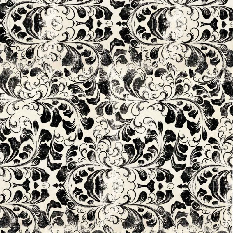 BS - TRICOLINE VINTAGE FLORAL - TEXTURA RAMOS PRETO - 100% ALGODAO - 00107/005