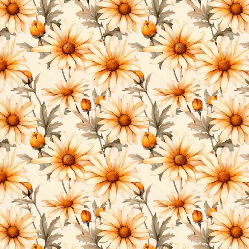 AG25 - TRICOL. COLEÇÃO DAISIES - MARGARIDA AMARELA FD CLARO - 100% ALGODAO 00373/001