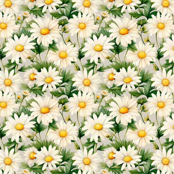 AG25 - TRICOL. COLEÇÃO DAISIES - MARGARIDA BRANCA FUNDO VERDE - 100% ALGODAO 00372/001