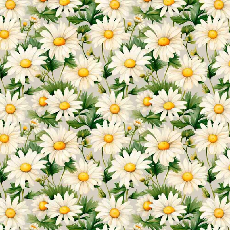 AG25 - TRICOL. COLEÇÃO DAISIES - MARGARIDA BRANCA FUNDO VERDE - 100% ALGODAO 00372/001