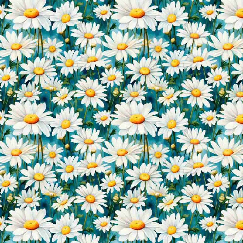 AG25 - TRICOL. COLEÇÃO DAISIES - MARGARIDA BRANCA FD JEANS - 100% ALGODAO 00379/001