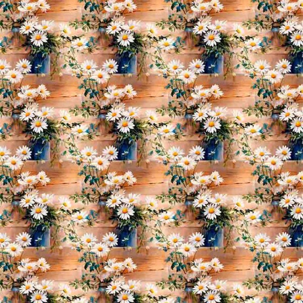 AG25 - TRICOL. COLEÇÃO DAISIES - MARGARIDA FD MADEIRA - 100% ALGODAO 00378/001