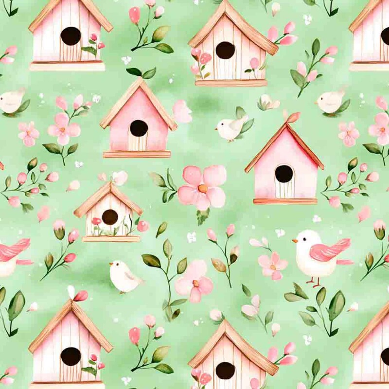 BS - TRICOL. COL. GIARDINO CASINHA DE PASSARINHO FD VERDE- 100% ALGODÃO - 00962/001