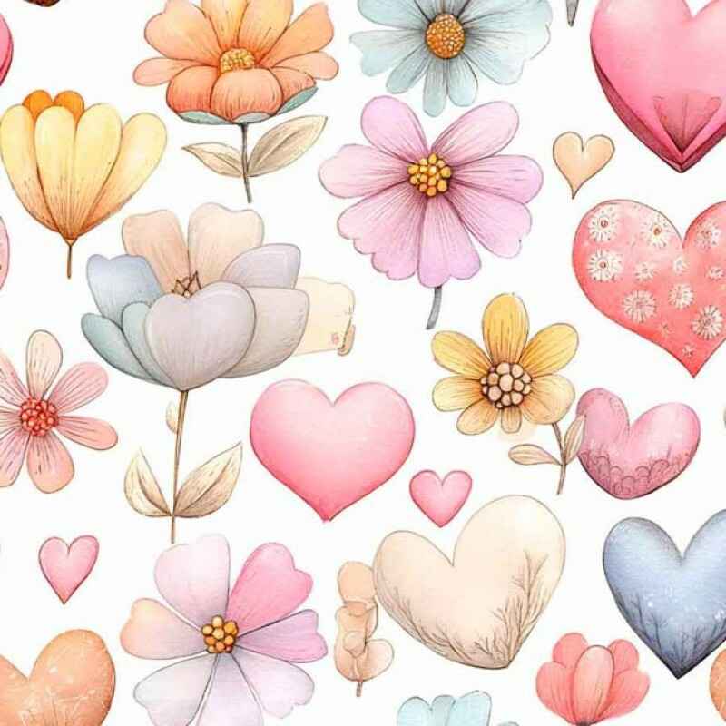 JA26 - TRICOL. COLEÇÃO FLORAL MISSIES - CORAÇÕES E FLORES - 100% ALGODÃO 04243-001