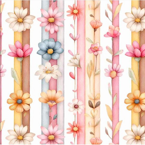 JA26 - TRICOL. COLEÇÃO FLORAL MISSIES - FLORAL LISTRADO - 100% ALGODÃO 04242-001