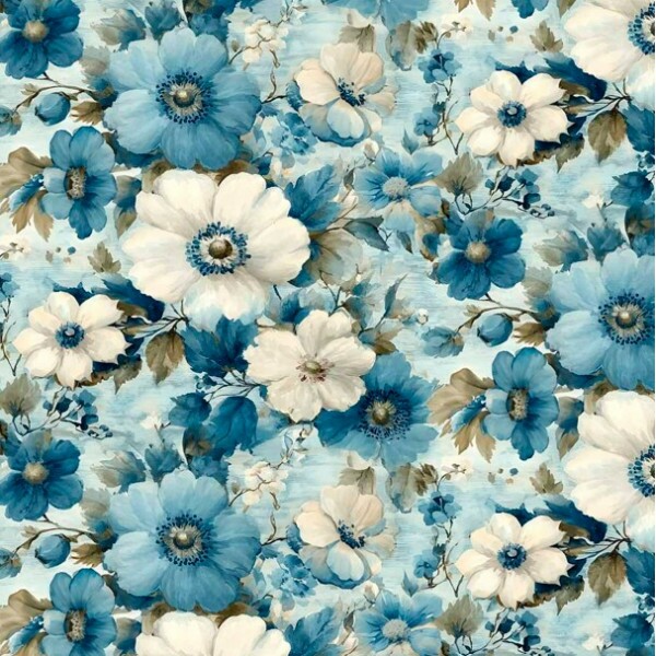 JA26 - TRICOL. COLEÇÃO LE BLEU - FLORAL MAIOR CHEIO - 100% ALGODÃO 05628/001