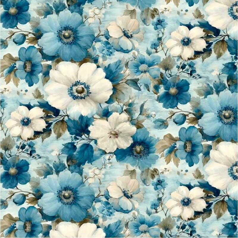 JA26 - TRICOL. COLEÇÃO LE BLEU - FLORAL MAIOR CHEIO - 100% ALGODÃO 05628/001