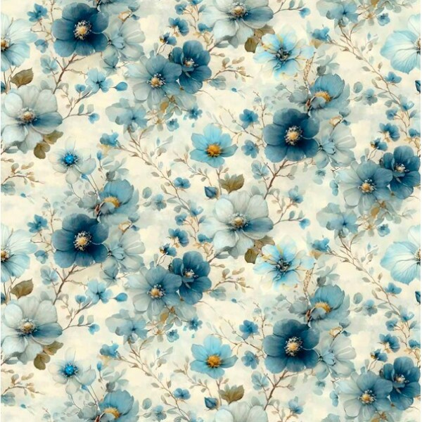 JA26 - TRICOL. COLEÇÃO LE BLEU - FLORAL MENOR FUNDO BEGE - 100% ALGODÃO - 05627/001