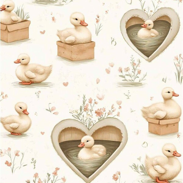 JA26 - TRICOL. COLEÇÃO CUTE DUCKS - PATOS NAS CAIXAS - 100% ALGODÃO - A0016-001