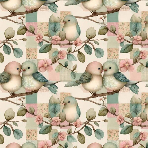 JA26 - TRICOL. COLEÇÃO BIRD PATCH - PASSARINHO PEQUENO - 100% ALGODÃO - A0446-001