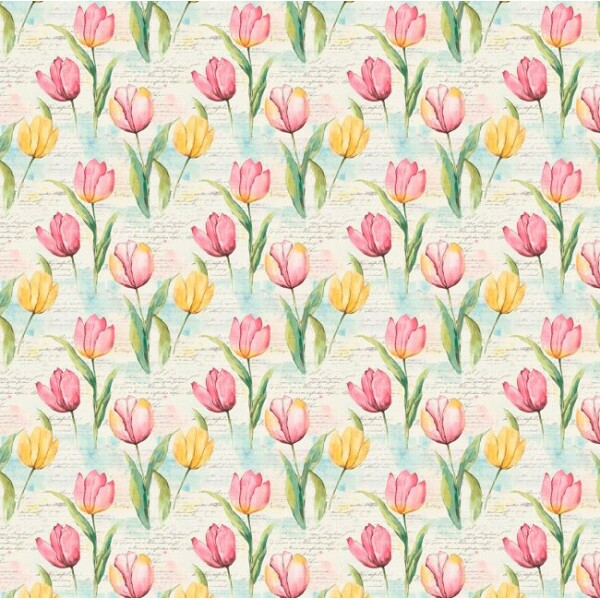 NV26 - TRICOL. COLEÇÃO AQUARELA BORBOLETAS - TULIPAS - 100% ALGODÃO A9069-001
