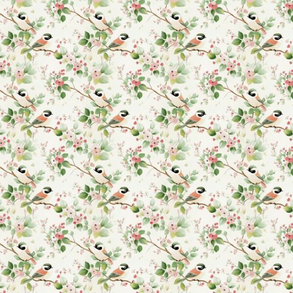 NV26 - TRICOL. COLEÇÃO NYLO BIRDS - PASSARO PEQUENO FUNDO VERDE - 100% ALGODÃO A9073-001