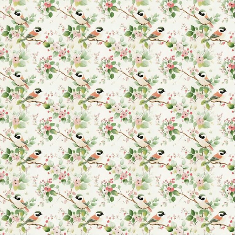 NV26 - TRICOL. COLEÇÃO NYLO BIRDS - PASSARO PEQUENO FUNDO VERDE - 100% ALGODÃO A9073-001