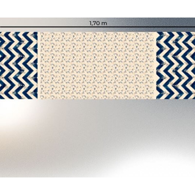 NV26 - SARJA HIDRORREPELENTE COLEÇÃO NAVY FLORALS - BARRADO FLORAL CHEVRON - 100% ALGODÃO A9331-001