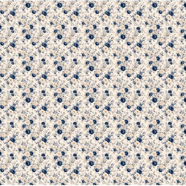 NV26 - TRICOL. COLEÇÃO NAVY FLORALS - MINI ROSAS - 100% ALGODÃO A9327-001