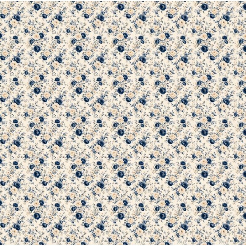 NV26 - TRICOL. COLEÇÃO NAVY FLORALS - MINI ROSAS - 100% ALGODÃO A9327-001