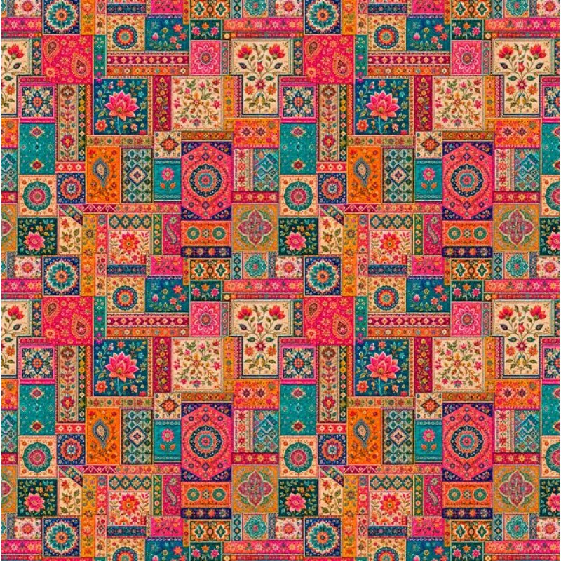 NV26 - TRICOL. COLEÇÃO ALL IS QUILT - BOHO II QUILT - 100% ALGODÃO A9660-001