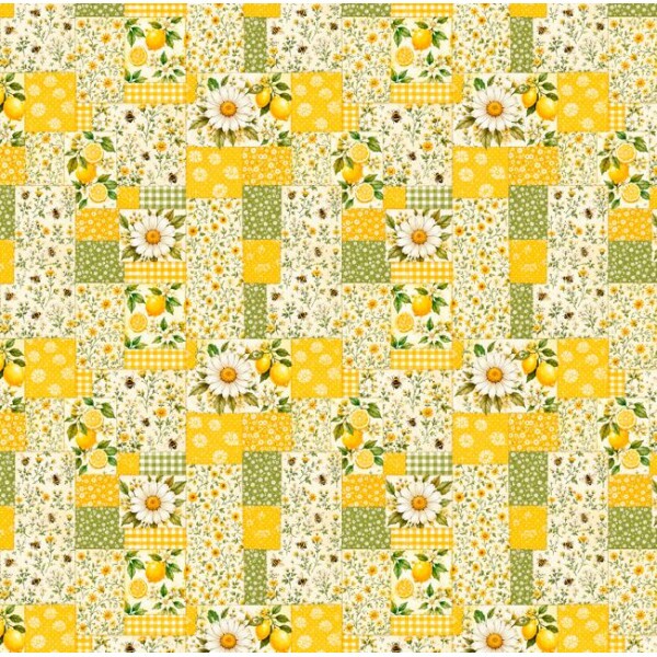 NV26 - TRICOL. COLEÇÃO ALL IS QUILT - QUILT MARGARIDAS - 100% ALGODÃO A9662-001