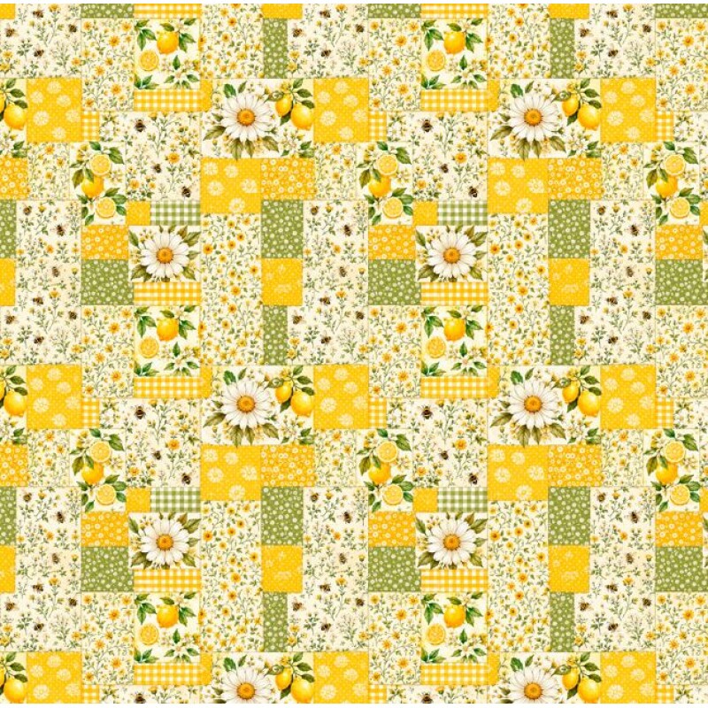 NV26 - TRICOL. COLEÇÃO ALL IS QUILT - QUILT MARGARIDAS - 100% ALGODÃO A9662-001