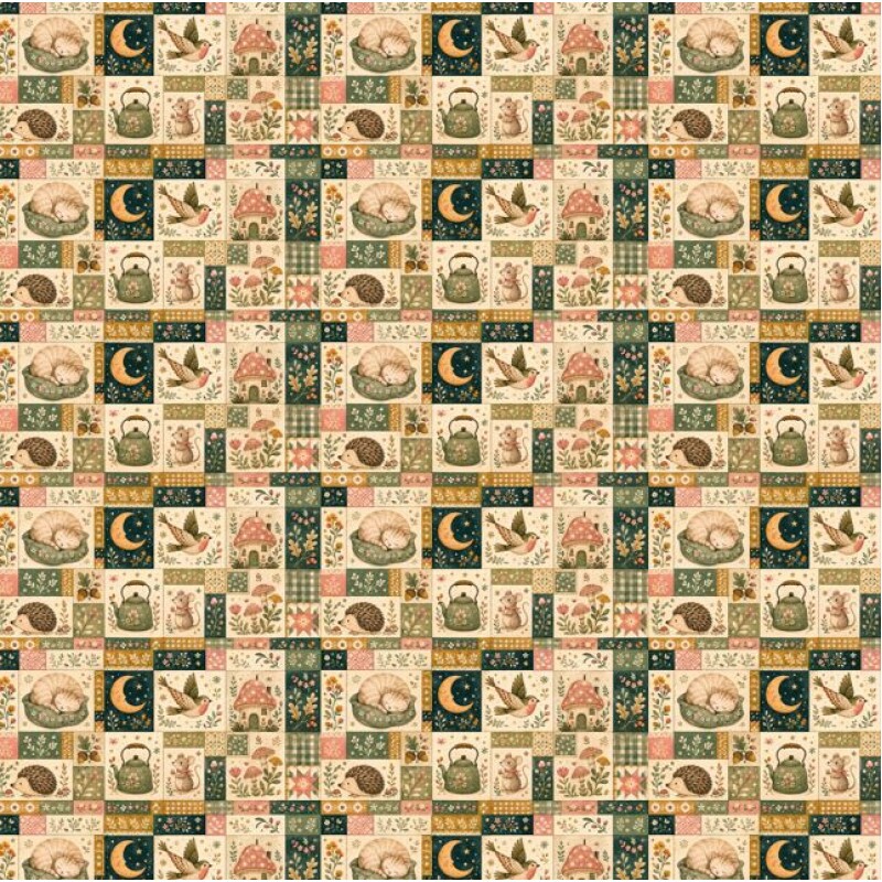 NV26 - TRICOL. COLEÇÃO ALL IS QUILT - VILLAGE QUILT - 100% ALGODÃO A9663-001