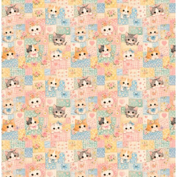 NV26 - TRICOL. COLEÇÃO ALL IS QUILT - QUILT GATOS - 100% ALGODÃO A9658-001