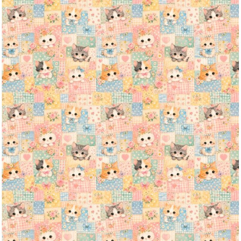 NV26 - TRICOL. COLEÇÃO ALL IS QUILT - QUILT GATOS - 100% ALGODÃO A9658-001