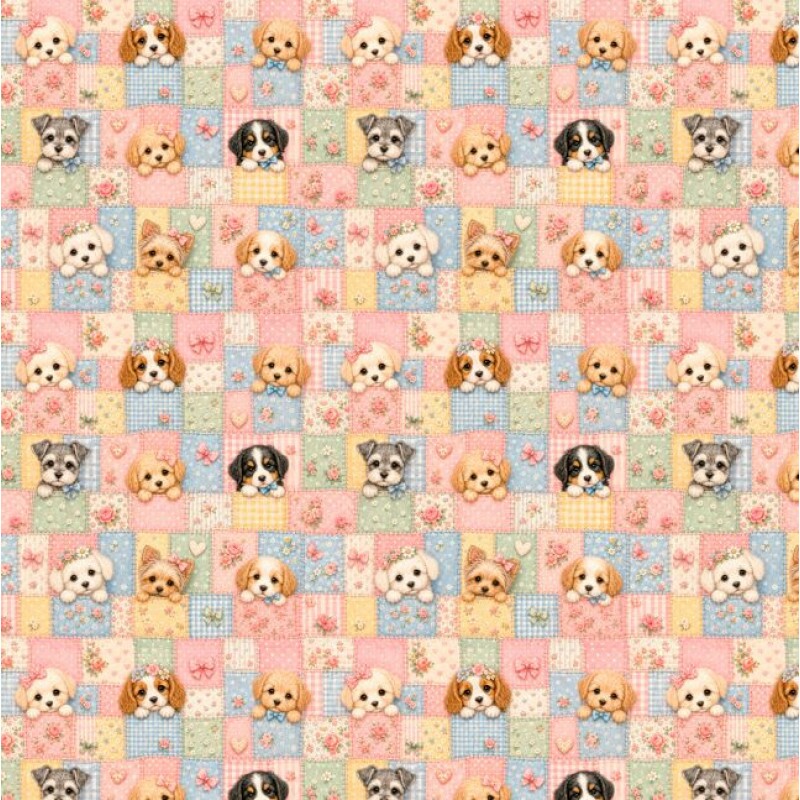 NV26 - TRICOL. COLEÇÃO ALL IS QUILT - QUILT CACHORROS - 100% ALGODÃO A9657-001