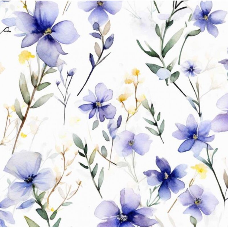 NV26 - TRICOL. COLEÇÃO WILD FLOWERS - FLORES MÉDIAS LILAS - 100% ALGODÃO B0257-001