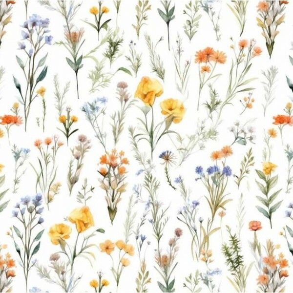 NV26 - TRICOL. COLEÇÃO WILD FLOWERS - FLORES AMARELAS E LARANJAS - 100% ALGODÃO B0259-001