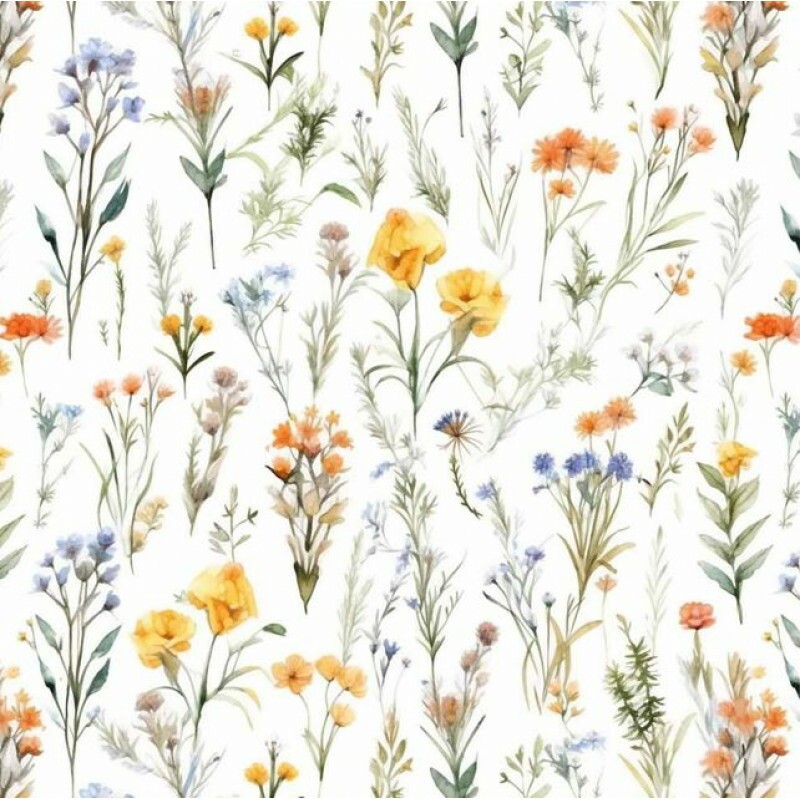NV26 - TRICOL. COLEÇÃO WILD FLOWERS - FLORES AMARELAS E LARANJAS - 100% ALGODÃO B0259-001