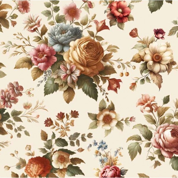 NV26 - TRICOL. COLEÇÃO RENASCENTISTA - FLORAL BEGE - 100% ALGODÃO B0935-001