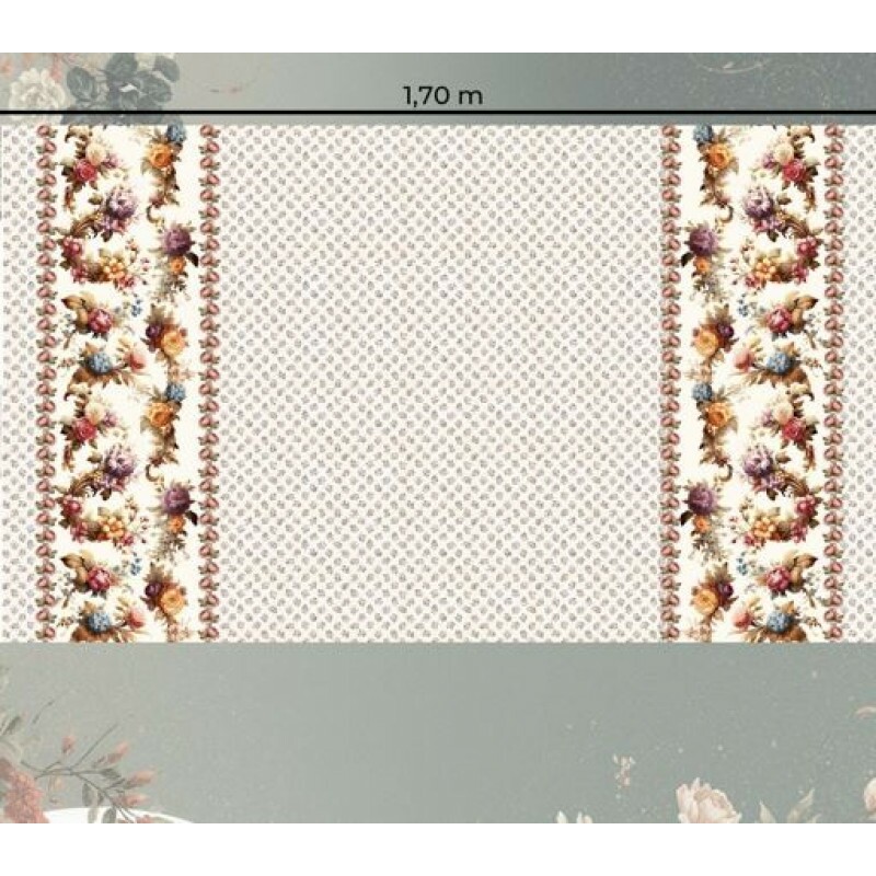 NV26 - SARJA HIDRORREPELENTE - COLEÇÃO RENASCENTISTA - BARRADO FLORAL II - 100% ALGODÃO B0940-001