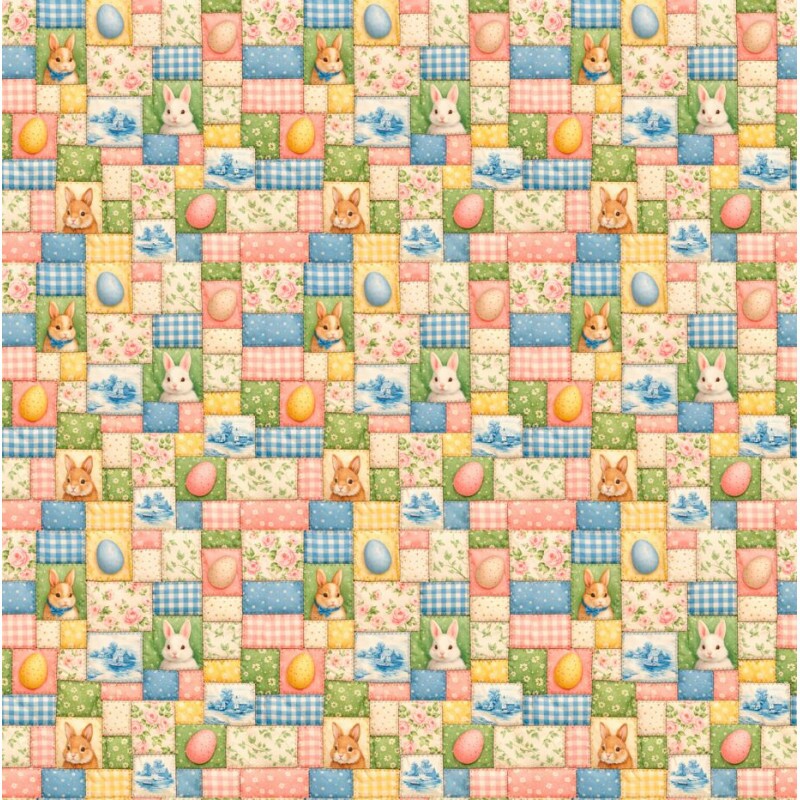 DZ26 - TRICOL. COLEÇÃO PATCH COLOR EASTER - PATCHWORK - 100% ALGODÃO A8710-001