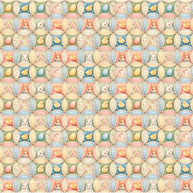 DZ26 - TRICOL. COLEÇÃO PATCH COLOR EASTER - PATCHWORK CIRCULOS - 100% ALGODÃO A9243-001
