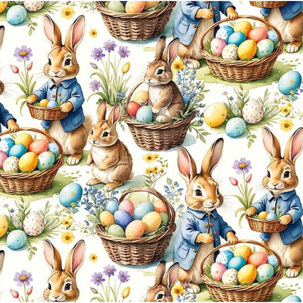 DZ26 - TRICOL. COLEÇÃO ASSORTED BUNNIES - COELHOS GRANDES E CESTAS - 100% ALGODÃO A9670-001