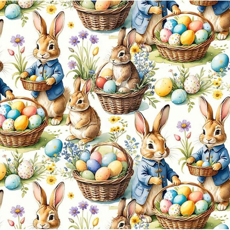 DZ26 - TRICOL. COLEÇÃO ASSORTED BUNNIES - COELHOS GRANDES E CESTAS - 100% ALGODÃO A9670-001