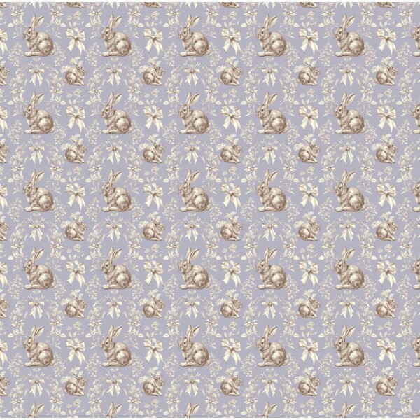 DZ26 - TRICOL. COLEÇÃO TOILE DES LAPIN - COELHO E LAÇOS FUNDO LILAS - 100% ALGODÃO A9655-001