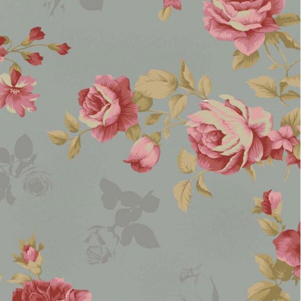 JL26-TRICOL. COLEÇÃO LA VIE EN ROSE - MILLYTA VERGARA - ROSAS C/ TEXTURA - CINZA - 100% ALGODÃO A8834-001