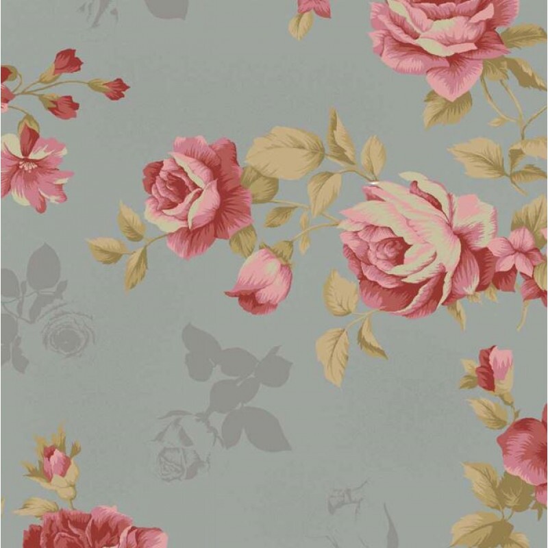 JL26-TRICOL. COLEÇÃO LA VIE EN ROSE - MILLYTA VERGARA - ROSAS C/ TEXTURA - CINZA - 100% ALGODÃO A8834-001
