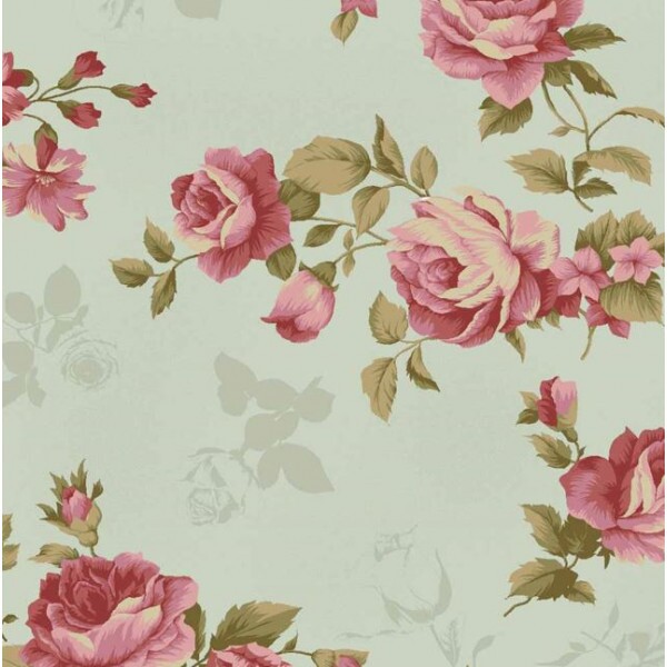JL26-TRICOL.  LA VIE EN ROSE - MILLYTA VERGARA - ROSAS C/ TEXTURA - VERDE CLARO - 100% ALGODÃO A8833-001